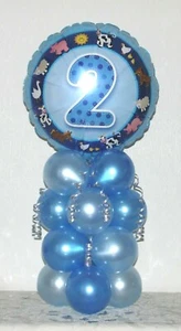 2nd BIRTHDAY - AGE 2 - BOYS - ANIMALS - FOIL BALLOON DISPLAY -TABLE CENTREPIECE - Picture 1 of 6