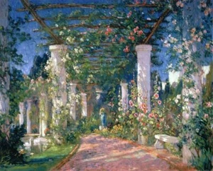 Oil Painting repron Pergola at the Hotel Samarkand Santa Barbara - Picture 1 of 1