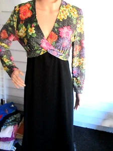 Vtg 60/70's Joseph Magnin Women's Maxi Dress Boho Hippy Floral Sz S/M Made USA - Picture 1 of 9