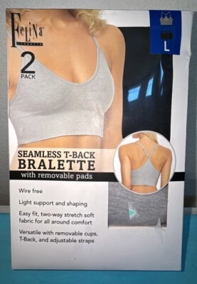 Paquete de 2 almohadillas extraíbles Felina Seamless T-Back talla grande negro y gris Foto 1 de 4