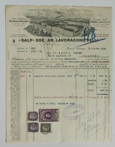 83267 124/crt - Rechnung Salp Lederverarbeitung - Rivarolo / Palermo 1936 - Bild 1 von 3