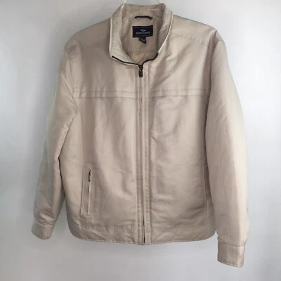Dockers L Beige Bomber Jacket Windbreaker Full Zip Long Sleeve Quilted Liner - Image 1 of 4