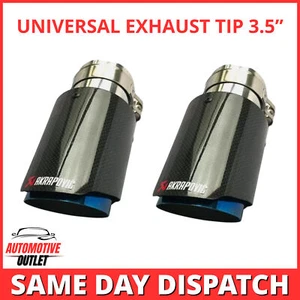 2 PUNTAS DE ESCAPE AKRAPOVIC 3.5" SALIDA AZUL Y NEGRO FIBRA DE CARBONO UNIVERSAL - Imagen 1 de 15