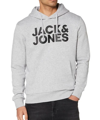 Sudadera con Capucha Jack And Jones Para Hombres Corp Logo Estampado Sudadera Mezcla de Algodón Jersey Básico Foto 1 de 4