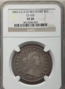 1803 50C busto drappeggiato mezzo dollaro NGC in perfette condizioni 20 molto bello - Foto 1 di 4