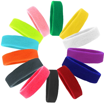 10 UPick TERRY SWEATBAND Cotton Headbands Absorbent Workout Quality Sport BANDS - Image 1 of 4