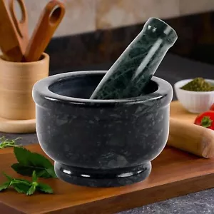 Marmo Granito Imam Dasta | Set Mortaio e Pestello Okhli Macina Manuale | Verde - Foto 1 di 7