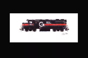 Guilford (Maine Central) GP38 #263 11""x17"" estampado enmarañado firmado por Andy Fletcher - Imagen 1 de 1