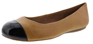 SOFTWALK WOMEN'S NAPA SLIP-ON BALLERINA FLATS LUGGAGE/BLACK - Picture 1 of 6