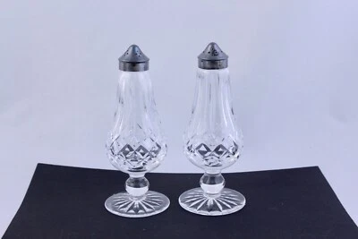 WATERFORD CRYSTAL LISMORE FOOTED SALT AND PEPPER SHAKERS - MINT - Image 1 of 4