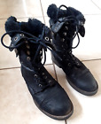 Head over Heels Size 4 Black Boots with Blue Zip, Adjustable style wear, Lace up