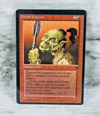 1994 MTG Magic The Gathering "ORCISH VETERAN" Fallen Empires CCG TCG *MISCUT* - Image 1 of 2