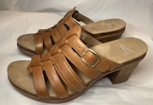 Dansko Marion Sandals Sz 41 US 10.5 11 Brown Strappy Leather Shoes Slides Clog - Picture 1 of 4
