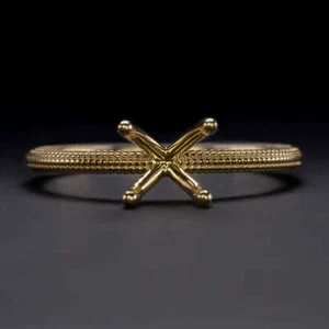 ANILLO DE COMPROMISO DE ORO 14K AJUSTE MILGRAIN 6mm 7mm REDONDO SEMI MONTAJE SOLITARIO - Imagen 1 de 4