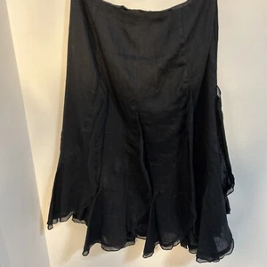 Willi Smith 100% Linen Black Midi Skirt Boho Hippie Lined Size 6 NWT - Picture 1 of 8