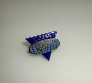 Vintage Y Teen World Map YMCA YWCA Sterling Silver Blue Enamel Lapel Hat Pin - Picture 1 of 5