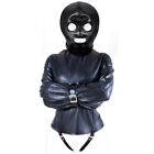 PU Leather Hood Halloween Blindfold Head Harness Mask BDSM Bondage Straitjacket