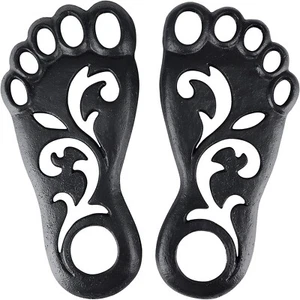 Pair Cast Iron Human Feet Footprint Shaped Garden Stepping Stones Decoration - Picture 1 of 7