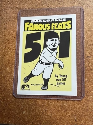 Наклейки 1986 Fleer Baseball's Famous Feats # 22 Cy Young на обратной стороне карточки - Изображение 1 из 2
