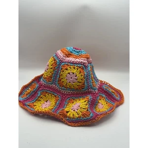 Colorful Crotchet Straw Bucket Hat - Picture 1 of 6