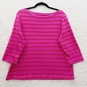 T-Shirt Size XL Hot Pink Red Stripe Soft Girl Coquette Bright Resort Casual Y2K - Picture 1 of 10