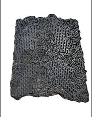 Vintage Textile Printing Block Hand Carved Wood Benares India Textile Stamp - Image 1 of 4