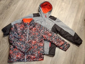 Swiss Tech Jacket 10/12 Grey Black Red w/ Hood Zip Pockets & Reversible Shell - Picture 1 of 24