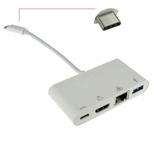 USB 3.1 Type C to HDMI, USB & Gigabit Adapter with PD Function 15cm - Picture 1 of 5