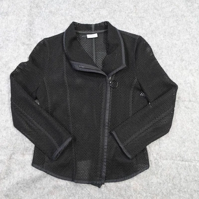 Blazer Akris Punto Mujer 8 Mallas Tejido Abierto Moto Cremallera Negro Transparente Chaqueta Foto 1 de 4