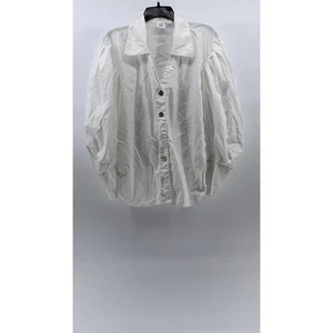 GAP X HFR Women’s White Kaphill Button-Up Long Sleeve Open Tie-Back Top SZ S - Picture 1 of 10