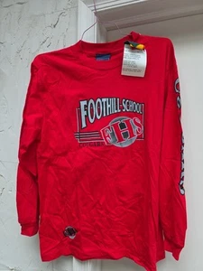 Foothill School Cougars Herren Langarm Hemd Neu Mit Etikett Vintage Big Logo - Bild 1 von 11