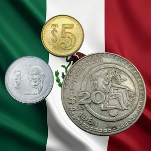 Lot of 3 Mexico Pesos Coins - 5, 10 & 20 Pesos - Combined Ship - Picture 1 of 2