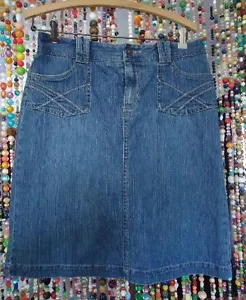 Denim Skirt Sonoma SZ 6 stone washed stretch detailed pockets  FREE SHIP - Picture 1 of 4