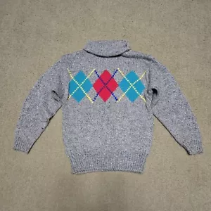 GAP Vintage Womens Acrylic Wool Blend Long Sleeve Argyle Sweater Size Small Gray - Picture 1 of 6