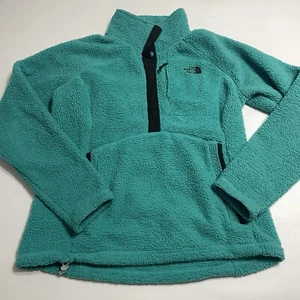 Chaqueta Pullover North Face 1/4 T Botón a Presión Sherpa Polar Mujer M Verde - Imagen 1 de 12