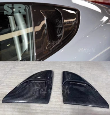 2*Real Carbono Ventana Trasera Ventana Ventilación Lateral Para Porsche 718 Cayman Upgrade GT4 RS Foto 1 de 4