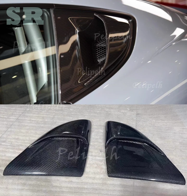 2*Real Carbono Ventana Trasera Ventana Ventilación Lateral Para Porsche 718 Cayman Upgrade GT4 RS Foto 1 de 4