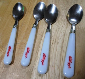 Vintage Kellogg's Cereal Metal Spoons with Plastic Handles SET OF 4 - Picture 1 of 4