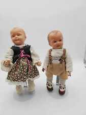 Vintage Celluloid Boy & Girl Dolls 11" Tall Unknown Mark Cloth Body