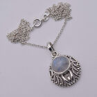 925 Solid Sterling Silver June Birthstone White Rainbow Moonstone Necklace