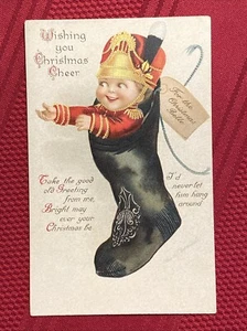 Linda postal IAPC antigua firmada con paleta de Navidad negra firmada en relieve! - Imagen 1 de 4