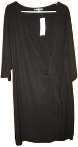 Vestido New York Collection Negro Lateral Reunido Hasta la Rodilla Talla 2X Manga 3/4 Nuevo con Etiquetas - Imagen 1 de 7