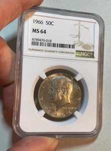 U.S. - 1966 (40% Silver) Kennedy Half Dollar (NGC MS 64) - Picture 1 of 4