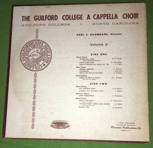 Guilford College A CAPPELLA CHOIR North Carolina Vinyl LP Carl Baumbach 1950’s - Picture 1 of 3