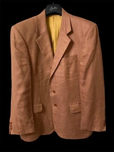 Vintage Magee Geneva 100% Linen Jacket in Rust Herringbone Size Men's / US M / E - Picture 1 of 16