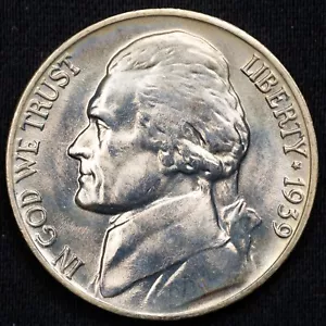 1939-P Gem BU Uncirculated Jefferson Nickel Philadelphia Mint #7 - Picture 1 of 4