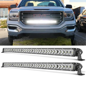 For 14-18 GMC Sierra Behind Grille 2x 30"Inch LED Work Light Bar Slim Single Row - Picture 1 of 16