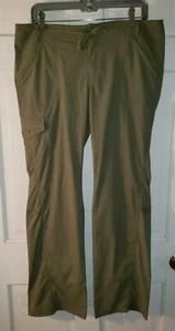 REI army Green nylon blend flare Leg drawstring Outdoor Hiking cargo Pants 12 - Picture 1 of 8