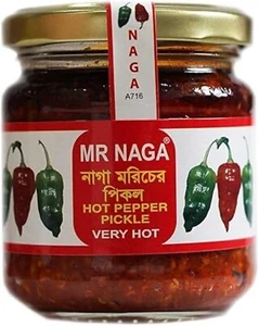Mr Naga Very Hot Pepper Pickle Naga HOT Chilli Pepper Pickle 190g Jar FREE P&P - Picture 1 of 18