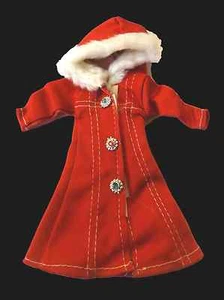 RED or BLUE 12" DOLL SIZED DRESS CLOTHING WINTER COAT FAUX FUR HOOD UK SELLER - Picture 1 of 5